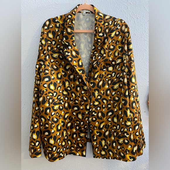Express Tops - Express x Ladygang satin leopard button up